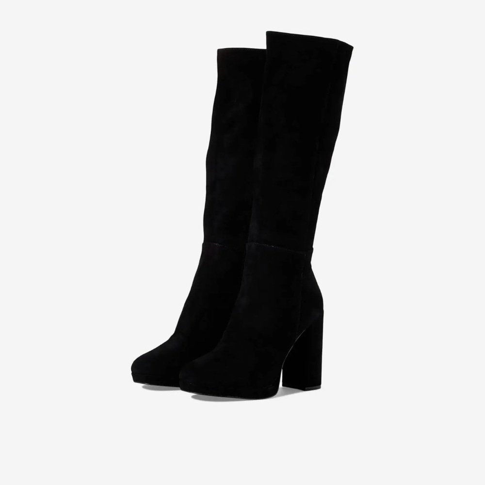 Steve Madden Y2K Marcello Black Suede Office Siren with Chunky Block Heel Size 6